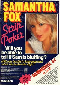 Samantha Fox Strip Poker - Advertisement Flyer - Front Image