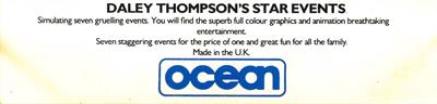 Daley Thompson's Star Events - Box - Back Image