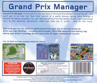Grand Prix Manager - Box - Back Image