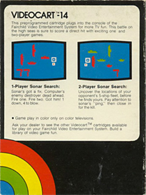 Videocart-14: Sonar Search - Box - Back Image