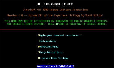 The Final Crusade of Kroz - Screenshot - Game Title Image