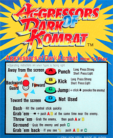 Aggressors of Dark Kombat - Arcade - Controls Information Image