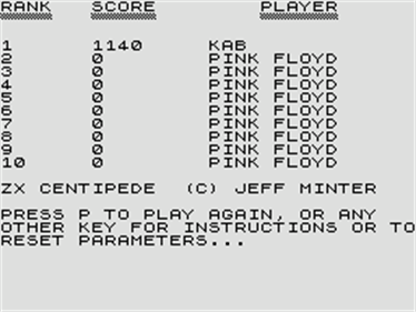 Centipede - Screenshot - High Scores Image