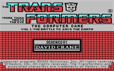 The Transformers: Battle to Save the Earth: The Computer Game - Screenshot - Game Title Image