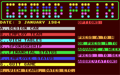 Grand Prix (Ellis Horwood) - Screenshot - Gameplay Image