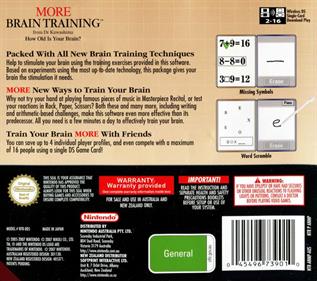Brain Age 2: More Training in Minutes a Day! - Box - Back Image
