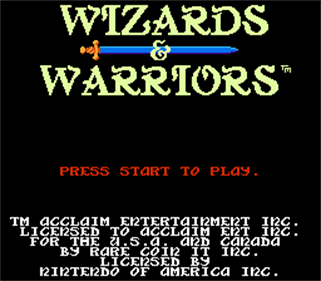 Wizards & Warriors - Screenshot - Game Title Image