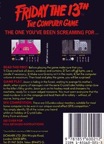 Friday the 13th: The Computer Game - Box - Back - Reconstructed Image