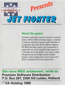 Jet FIghter (Eurosoft) - Box - Back Image