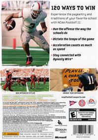 NCAA Football 11 - Box - Back Image