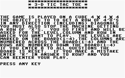 3-D Tic Tac Toe - Screenshot - Game Title Image
