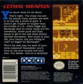 Lethal Weapon - Box - Back Image