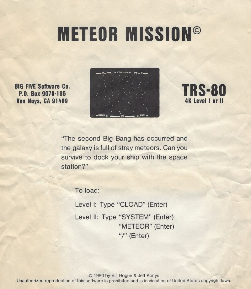 Meteor Mission Details LaunchBox Games Database