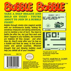 Bubble Bobble - Box - Back Image