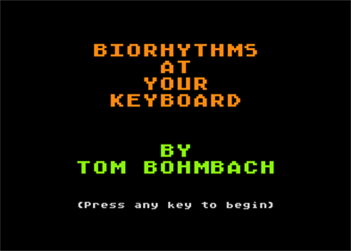 BASIC Biorhythms - Screenshot - Game Title Image
