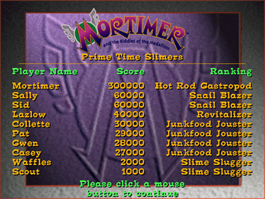 Mortimer and the Riddles of the Medallion - Screenshot - High Scores Image