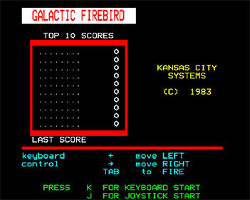 Galactic Firebird - Screenshot - High Scores Image