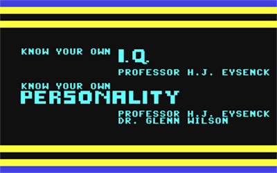 Know Your Own IQ & Personality - Screenshot - Game Title Image