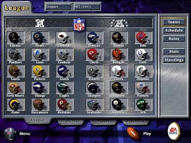 Madden NFL 98 - Screenshot - Game Select Image