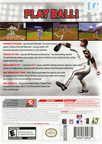 Major League Baseball 2K9 - Box - Back Image