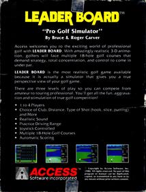Leader Board: Pro Golf Simulator - Box - Back Image