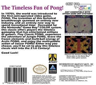 Pong: The Next Level - Box - Back Image