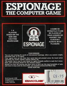 Espionage: The Computer Game - Box - Back Image