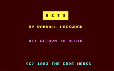 Bets - Screenshot - Game Title Image