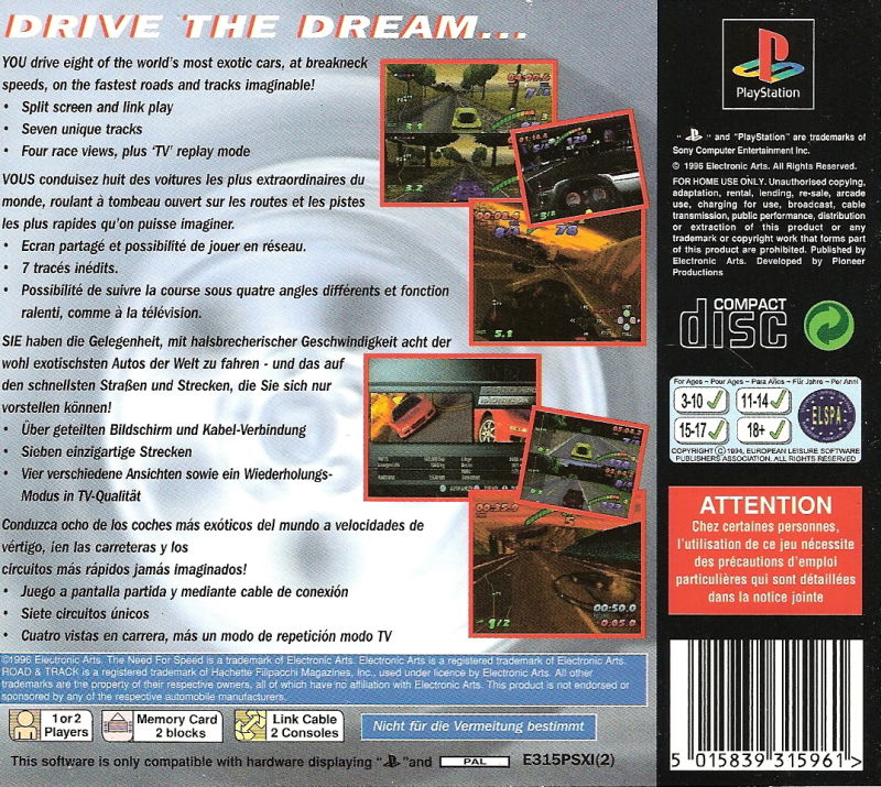 Hot Spot Collectibles and Toys - Road & Track Presents The Need for Speed  Long Box PS1 Instruction Manual