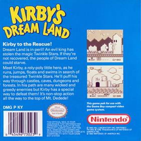 Kirby's Dream Land - Box - Back Image