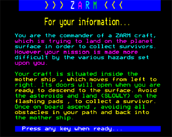 Zarm - Screenshot - Game Select Image