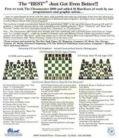 The Fidelity Chessmaster 2100 - Box - Back Image