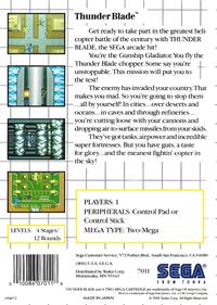 Thunder Blade - Box - Back Image