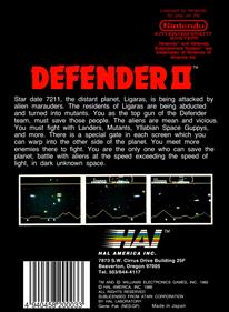 Defender II - Box - Back Image