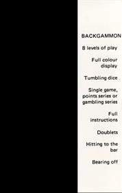Backgammon (Hewson Consultants) - Box - Back Image
