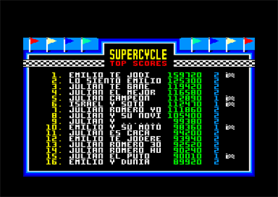 Super Cycle - Screenshot - High Scores