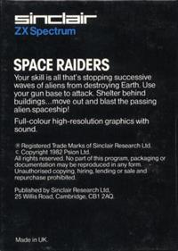 Space Raiders - Box - Back Image