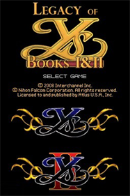 Legacy of Ys: Books I & II - Screenshot - Game Title Image