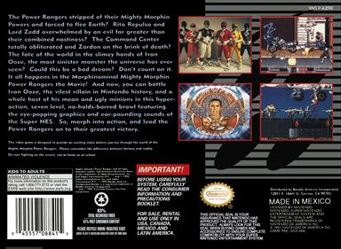 Mighty Morphin Power Rangers: The Movie - Box - Back Image