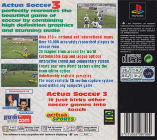 Actua Soccer 3 - Box - Back Image