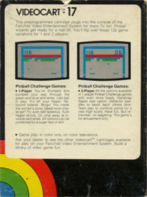 Videocart-17: Pinball Challenge - Box - Back Image