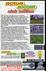 Actua Soccer: Club Edition - Box - Back Image