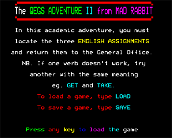 The QEGS Adventure II - Screenshot - Game Title Image