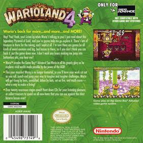 Wario Land 4 - Box - Back Image