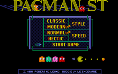 Pacman ST - Screenshot - Game Select Image