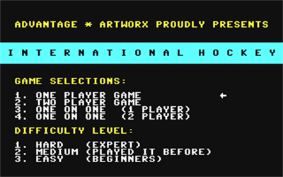 International Hockey - Screenshot - Game Select Image