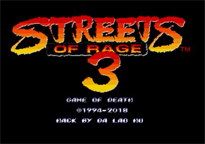 Streets of Rage 3: The Game of Death - Screenshot - Game Title Image