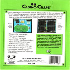 Casino Craps - Box - Back Image