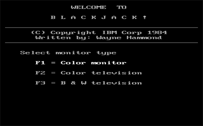 Blackjack (1984) - Screenshot - Game Title Image