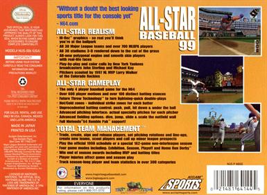 All-Star Baseball '99 - Box - Back Image